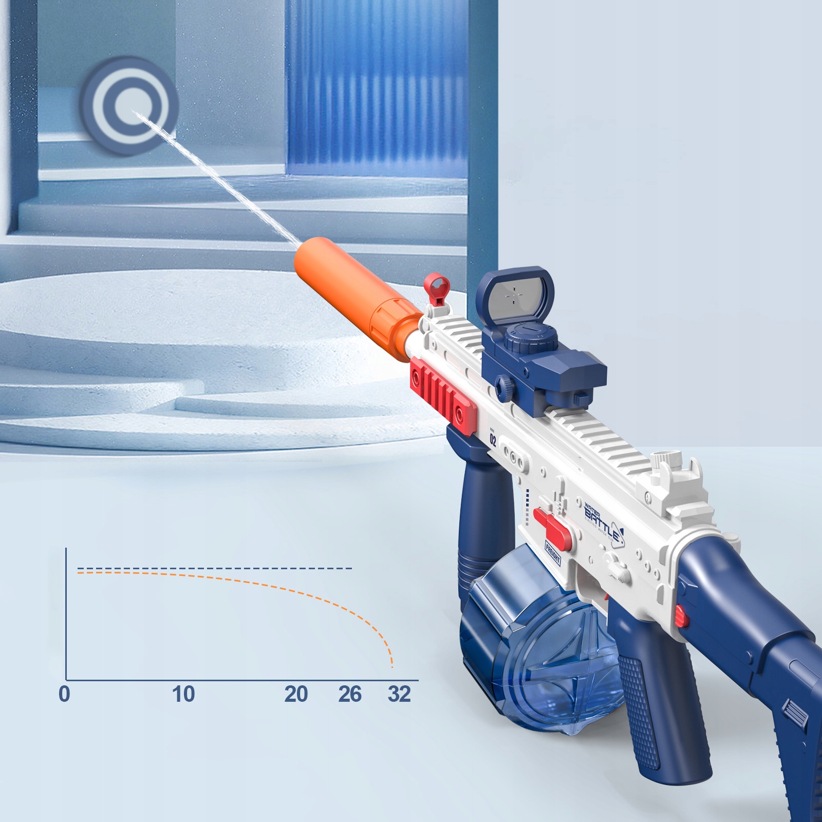 Elektryczny pistolet na wodę NIKOLATOY, efekt LED, akumulator, zasięg 10m - obrazek 5