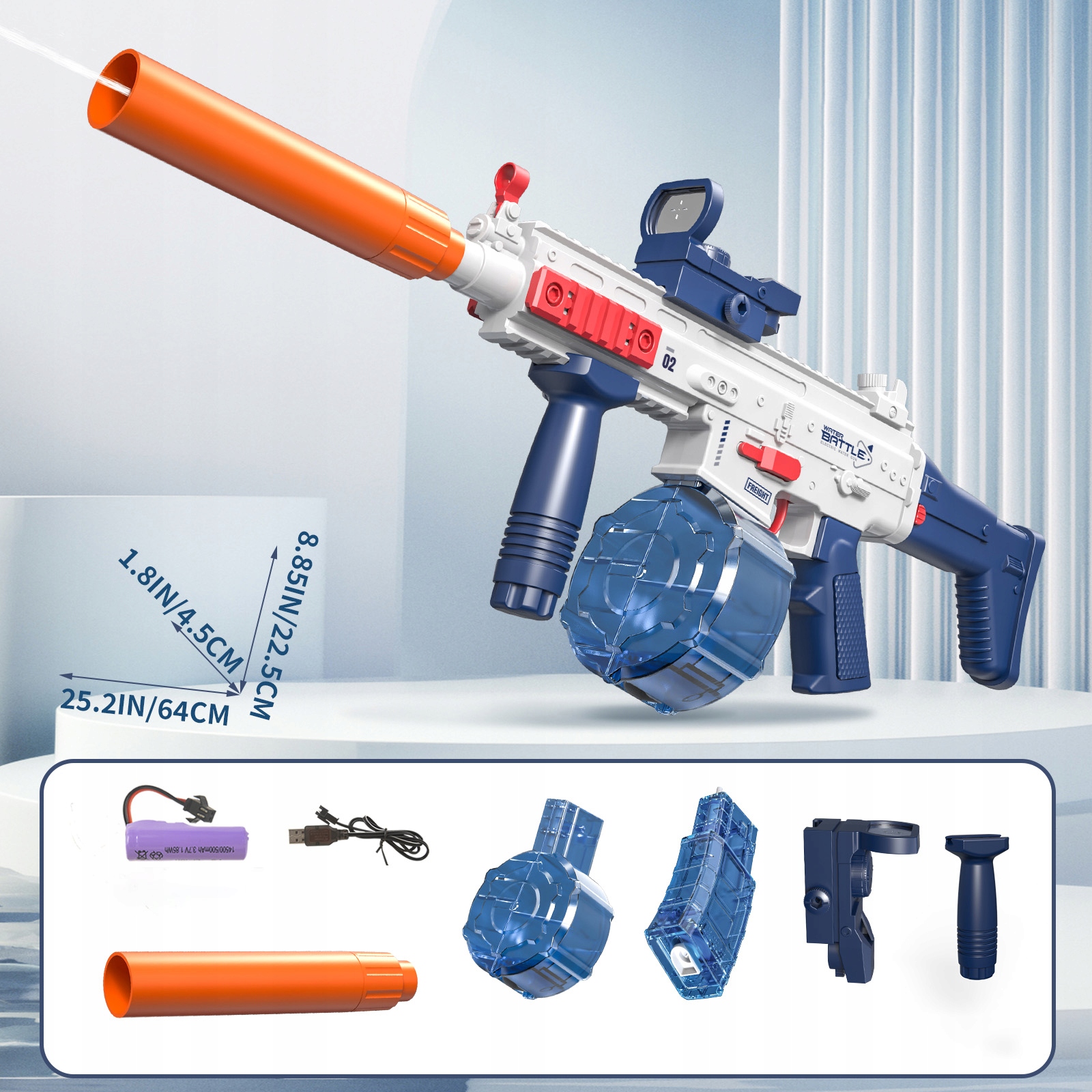 Elektryczny pistolet na wodę NIKOLATOY, efekt LED, akumulator, zasięg 10m - obrazek 2