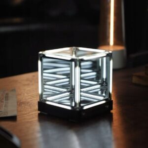 Lampka nocna szklana LED lustro 3D USB-C, akumulator, dekoracyjna na biurko