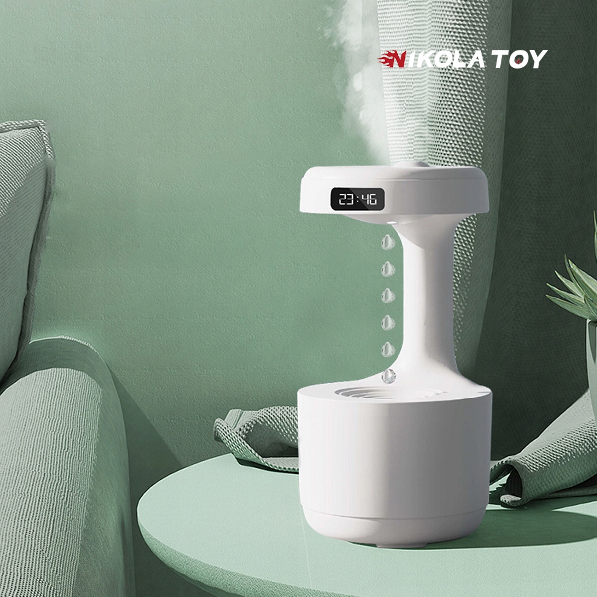Ultradźwiękowy nawilżacz powietrza LED z efektem odwróconych kropli 800ml - obrazek 4