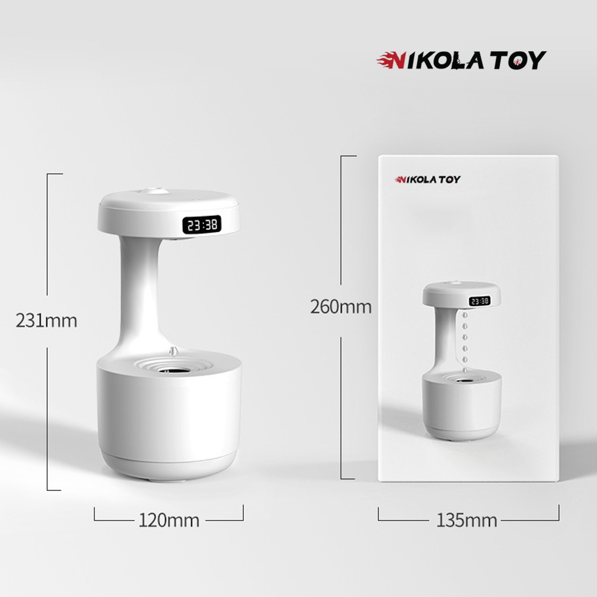 Ultradźwiękowy nawilżacz powietrza LED z efektem odwróconych kropli 800ml - obrazek 2