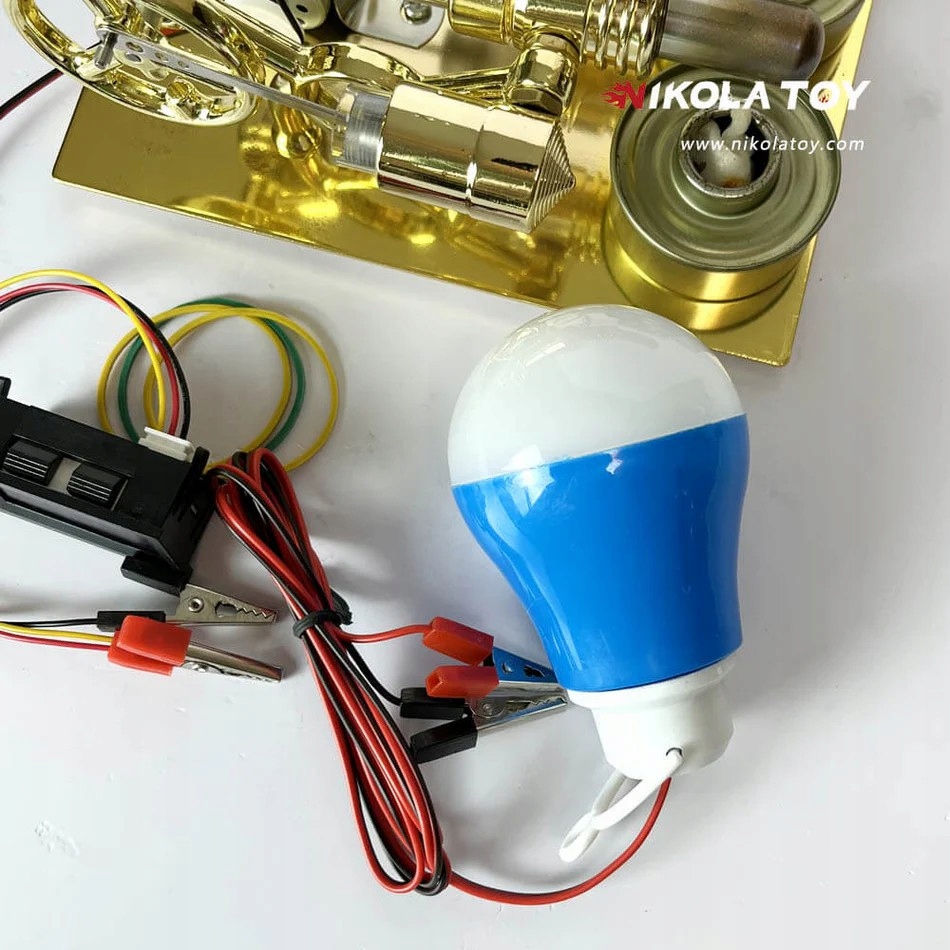 Model Silnika Stirlinga LED, woltomierz, Edukacyjny Zestaw STEM, NikolaToy - obrazek 3