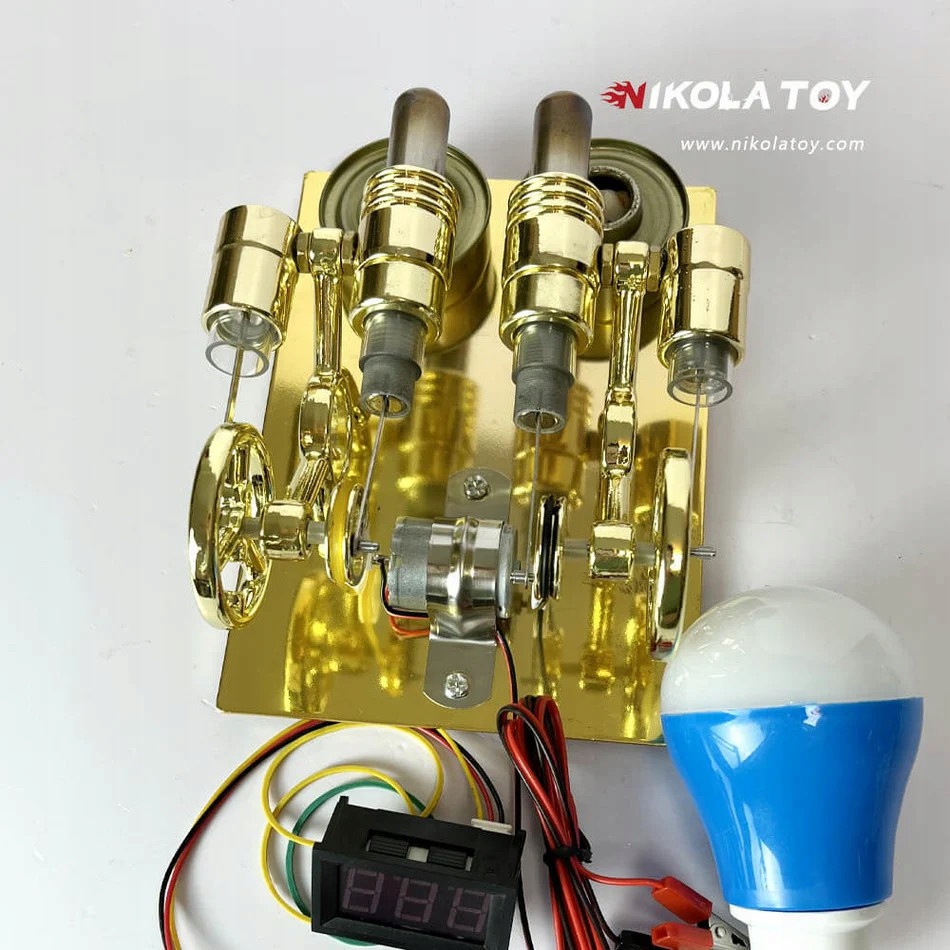 Model Silnika Stirlinga LED, woltomierz, Edukacyjny Zestaw STEM, NikolaToy - obrazek 5